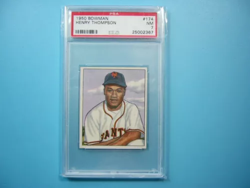 1950 BOWMAN MLB BASEBALL CARD 174 HENRY HANK THOMPSON ROOKIE PSA 7 NM SHARP!! GL