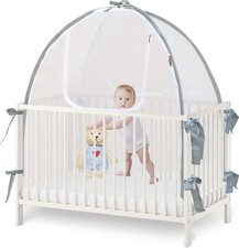 Baby Crib Tent Safety Net 52.25"x28.25" Mosquitoes Mesh w/ Self-Locking Zipper