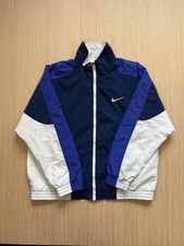 Vintage 90s Nike Swoosh Big Logo Colorblock Windbreaker Jacket Size L Blue Read