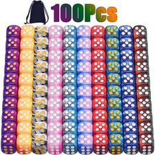 12mm Dice 6 Sided D6 Game Dice 100/50/30/10Pcs Random Colors Two Tone Round Corn