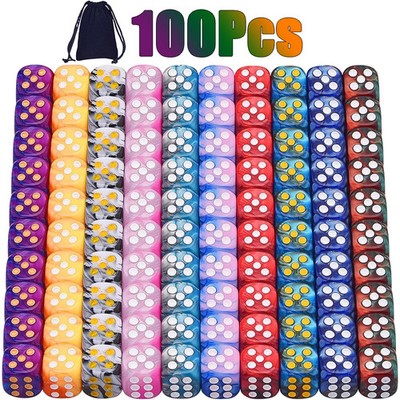 12mm Dice 6 Sided D6 Game Dice 100/50/30/10Pcs Random Colors Two Tone Round Corn