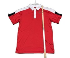 Nike Dri Fit Boys M Golf Polo Red Black Short Sleeve Shirt Summer Cool