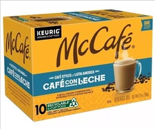 McCafe Espresso-Style CAFE CON LECHE Keuring Single Serve 10 K-Cup Beverage Mix