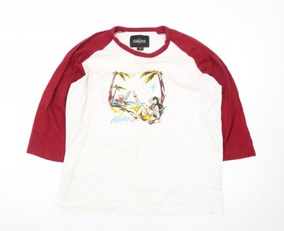 Collectif Herren T-Shirt Mehrfarbig XL Retro Hawaii Aloha 3/4 Arm