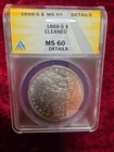 1888-S MORGAN SILVER DOLLAR CLEANED MS 60 ANACS