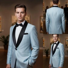 Wedding Groom 2Pcs Men's Suits Shawl Lapel Coat Slim Fit Dinner Formal Jacket
