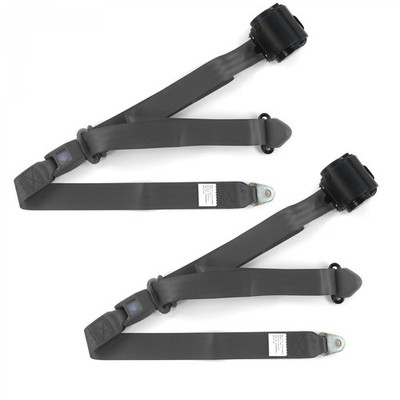Chevy Impala 1971-76 Standard 3pt Charcoal Retract Bucket  Seat Belt Kit-2 Belts