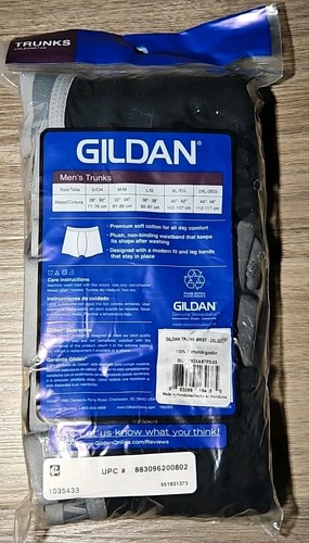 3 Pack Men's Gildan Trunks Boxer Briefs Size 2XL 44-46 Underwear Black Gray -NEW - Picture 2 of 2
