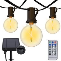 Solar-Led-Lichterkette AußEn G40 Warmweiß 18M Garten Balkon 8 Modi 50 Led