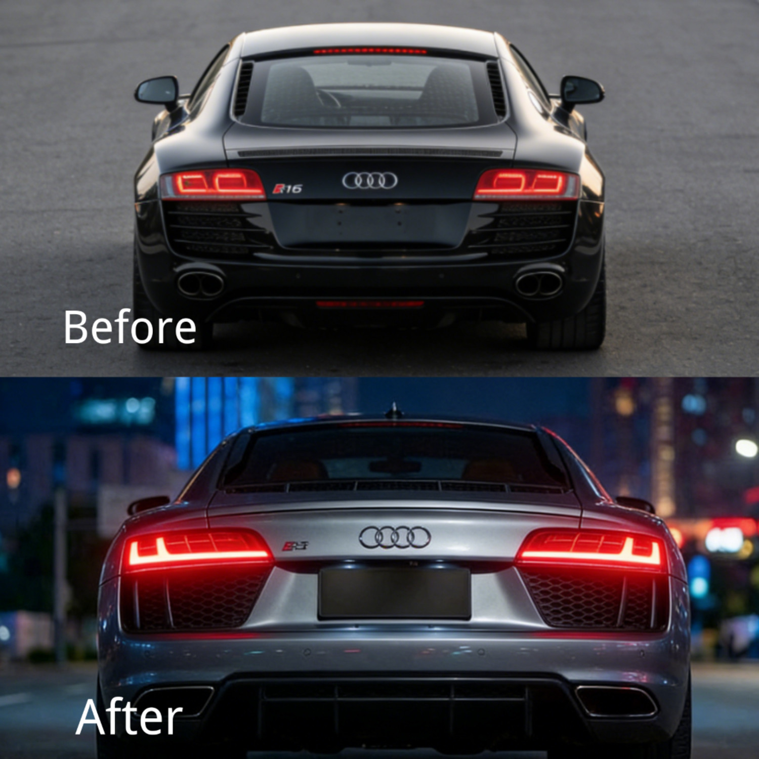 For Audi R8 08-16 LED Tail Lights Clear White Sequential Rear Lamps Set Pair