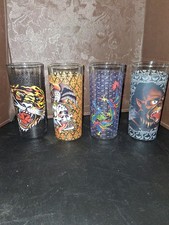 LOT OF 4 DON ED HARDY DESIGNS DRINKING GLASSE...