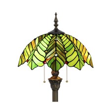 Tiffany Floor Lamp Stained Glass 16x16x70 Amber Green Coconut Tree | Standing...