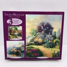 Ceaco Thomas Kinkade Shimmer Jigsaw Puzzles 3-Pack  100/300/500 Sealed Unopened