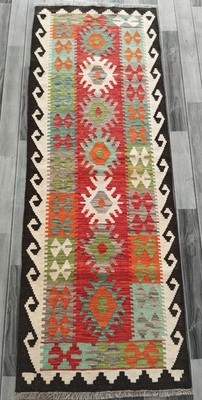 Artisan Handmade Afghan Türkisch Läufer Kelim Teppich, Azteken Wollteppich, Größe 200x71 CM