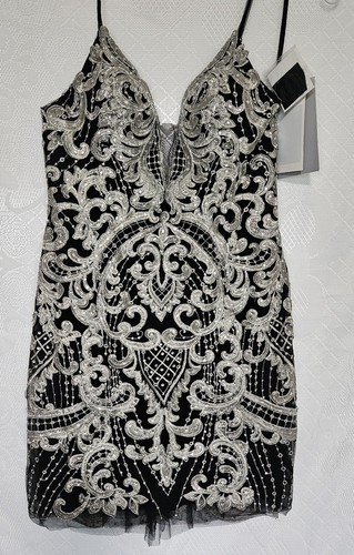 Alyce Paris Size 4 Jeweled Embroidered Open Back Formal Dress Homecoming Wedding - Picture 11 of 24