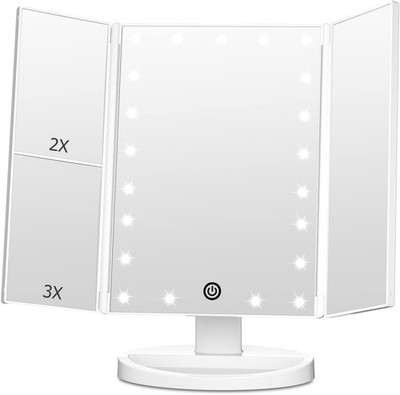 Trifold Vanity Mirror with Lights, Lighted Makeup Mirror 2X/3X Magnification,...