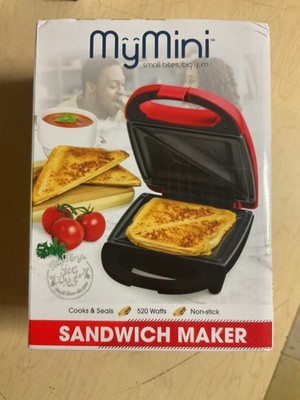 Nostalgia MyMini Sandwich Maker Brand New In Box Red in Color 520 watts non-stic