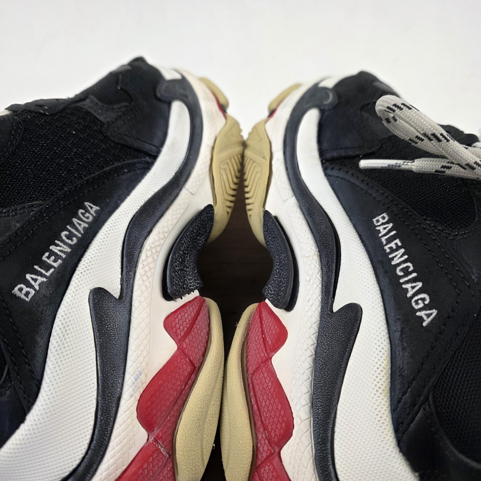 Balenciaga Triple S Shoes Womens Size 6 Black Leather Chunky Sneakers 524037 thumbnail 11