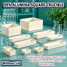 0.9-11000ml 99 Alumina Square Crucible Without Lid Corundum Ceramic Boat For Lab