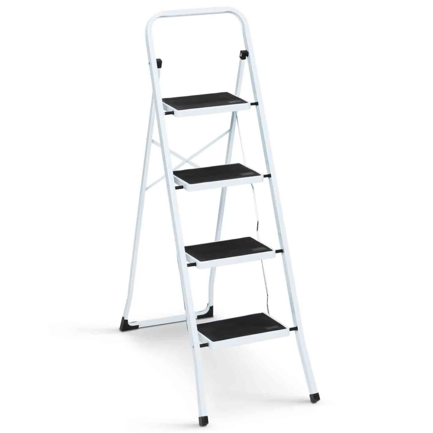 Escabeau marchepied pliable 4 marches antidérapantes avec garde corps haut