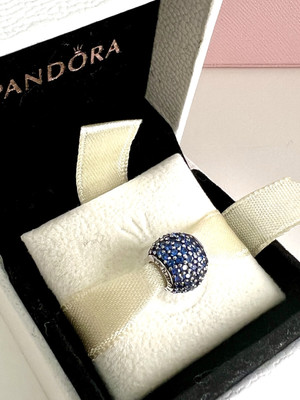 Pandora Sterling Silver Pave Lights Blue Crystal Charm #791051NCB