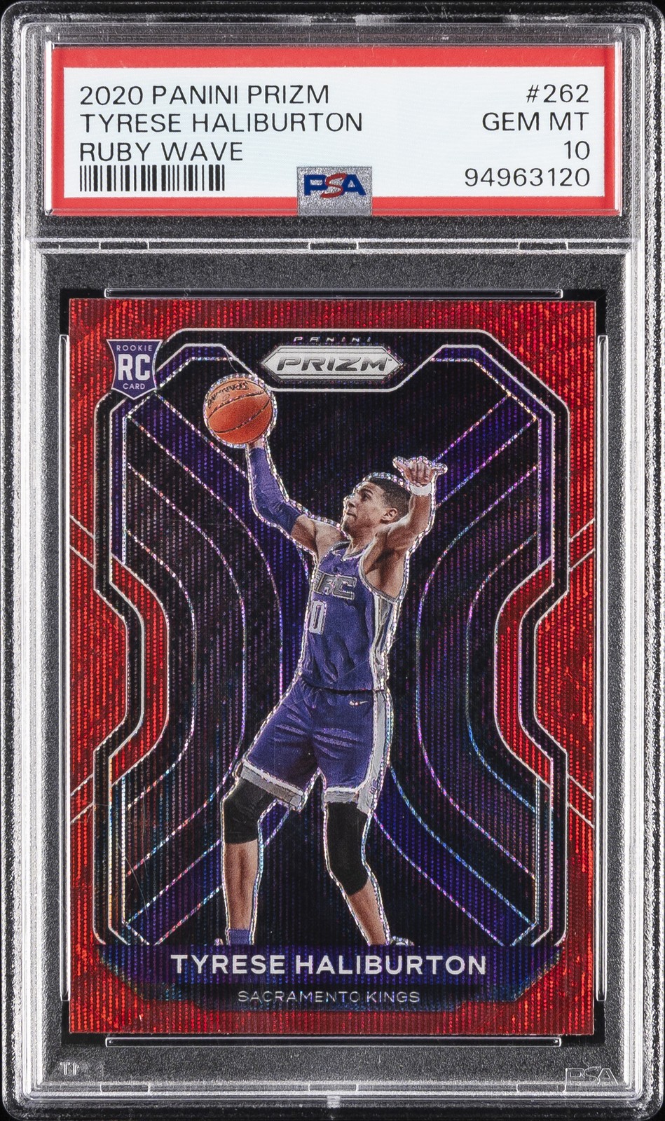 2020 PANINI PRIZM RUBY WAVE #262 TYRESE HALIBURTON PSA 10