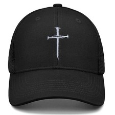 Christian Hats Nail Cross Jesus Hat Black Embroidered Baseball Cap One Size