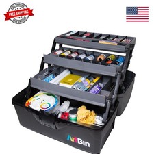 3-Tray Art Supply Box Versatile Organizer for Brushes, Paints, Stamps, and Mo...
