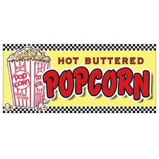 SignMission D-Popcorn Popcorn Concession Decal - Stand Trailer Cart Menu Vendor