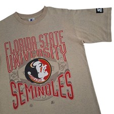 Starter Vtg 1990s Florida State Seminoles FSU T Shirt Mens Small Gold Tan NCAA