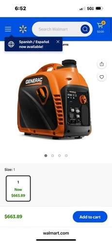Generac GP2500I Portable Inverter Generator 2200W with COsense