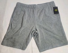 New Athletic Works Mens Grey Fleece Gym Shorts Large W/ 3 Pockets Drawstring