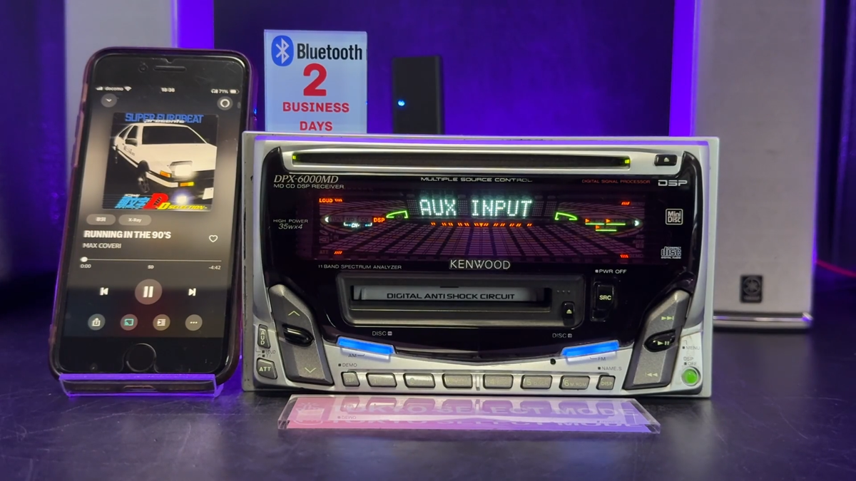 Kenwood DPX-6000MD 2DIN CD MD Car Audio Added Bluetooth JDM DSP
