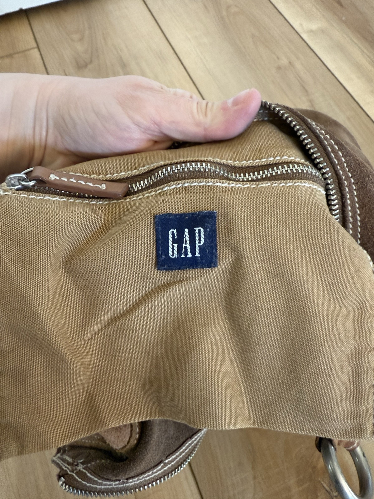 Gap Medium Brown Cow Split Leather Colorblock Zip… - image 17