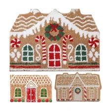 Christmas Front Door Mat Non Slip Floor Doormat Gingerbread House Door Mat