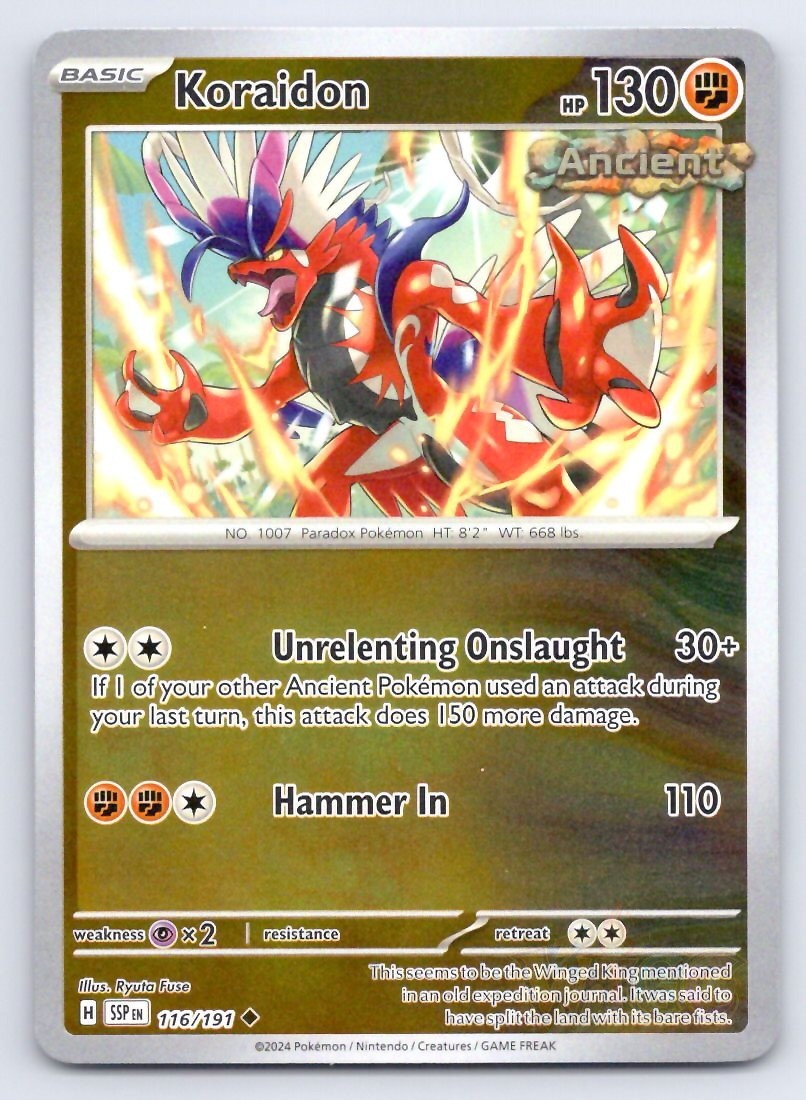 Pokemon Koraidon Surging Sparks SSP UC REVERSE HOLO 116/191 NM