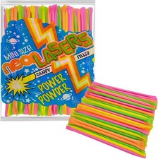 Neon Laser Straws, Straws Filled with Candy Powder, Bulk Candy Party Favor