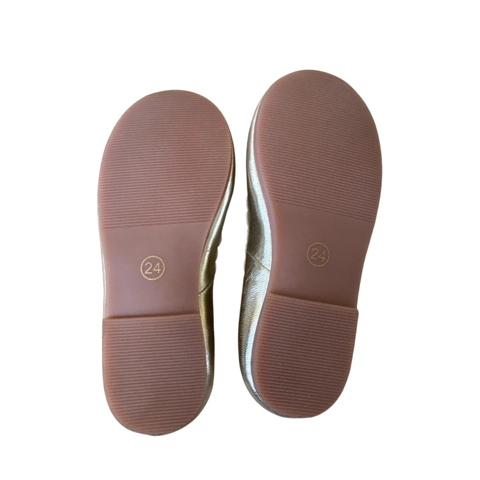 迷你 BODEN 皮革芭蕾平底鞋金色金属尺寸 24 — 第 3/4 张图片