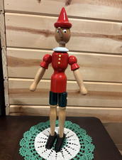 Mastro Geppetto Pinocchio Vintage Wooden Figure Doll 1974 Made in Italy