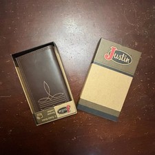 Justin leather credit card wallet unisex new in box western rodeo cowboy cowgirl