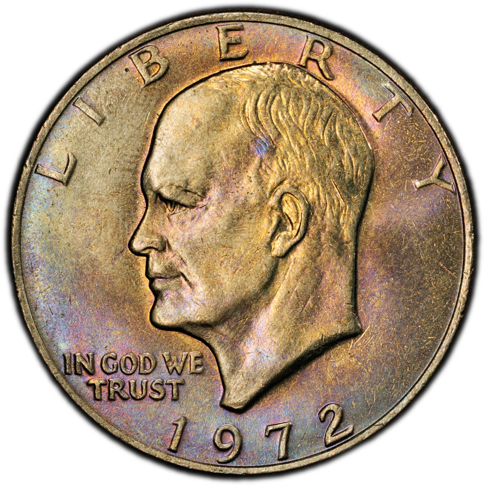 Eisenhower Dollar 1972 Type 3 PCGS MS65: Deep Album Toning Obv. & Rev. - Image 2 of 3