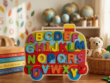 Toddler  s First ABC Bus - Premium Chunky Wooden Alphabet Board