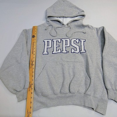 Vintage 90s Pepsi Cola Points Hoodie Sz L Gray Sweatshirt Fleece 