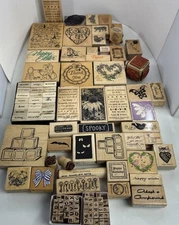Lg Lot 55+ Rubber STAMPS Many Brands Holiday Birthday Floral Sayings Hearts MORE