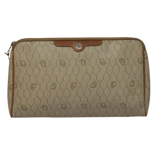 Sac pochette toile beige nid d'abeille Dior authentique