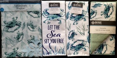 Seaside Beach Dish Towels Dish Mats Tablecovers Crab Theme S26, Select Item