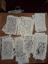 A Bundle Of 60 Ink  Hand Drawn Contemporary Art On 3x5 Heavy Weight Cards
