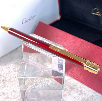 Cartier Kugelschreiber Santos Bordeaux Lack & 18k Gold Finish mit Box&Papieren