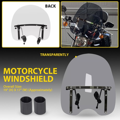 #ad 19quot; Smoke Windshield Windscreen For Harley Dyna Honda Suzuki Yamaha Kawasaki EXV $53.19