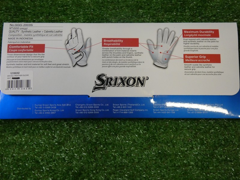 6 Srixon All Weather Mens L Large Golf Gloves Worn on Left Hand New